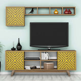 Comodă TV Inci, Diverse culori, 160x35x56 cm - Nuc - Galben | SKU: 845HCT3072 | Comodă TV Inci, 160x35x56 cm, varianta Nuc - Galben, produs pentru amenajarea locuinței, disponibil online în România la CasaMob