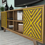 Comodă TV Inci, Diverse culori, 160x35x56 cm - Nuc - Galben | SKU: 845HCT3072 | Comodă TV Inci, 160x35x56 cm, varianta Nuc - Galben, produs pentru amenajarea locuinței, disponibil online în România la CasaMob