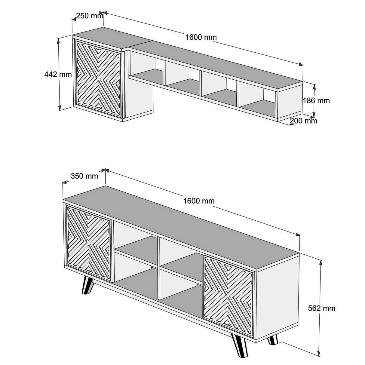 Comodă TV Inci, Diverse culori, 160x35x56 cm - Nuc - Galben | SKU: 845HCT3072 | Comodă TV Inci, 160x35x56 cm, varianta Nuc - Galben, produs pentru amenajarea locuinței, disponibil online în România la CasaMob