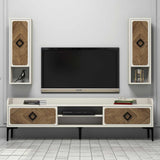 Comodă TV Samba, Diverse culori, 180x35x52 cm - Nuc - Crem | SKU: 845HCT3075 | Comodă TV Samba, 180x35x52 cm, varianta Nuc - Crem, produs pentru amenajarea locuinței, disponibil online în România la CasaMob
