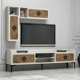 Comodă TV Samba, Diverse culori, 180x35x52 cm - Nuc - Crem | SKU: 845HCT3075 | Comodă TV Samba, 180x35x52 cm, varianta Nuc - Crem, produs pentru amenajarea locuinței, disponibil online în România la CasaMob