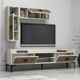 Comodă TV Samba, Diverse culori, 180x35x52 cm - Nuc - Crem | SKU: 845HCT3075 | Comodă TV Samba, 180x35x52 cm, varianta Nuc - Crem, produs pentru amenajarea locuinței, disponibil online în România la CasaMob
