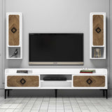Comodă TV Samba, Diverse culori, 180x35x52 cm - Alb - Nuc | SKU: 845HCT3076 | Comodă TV Samba, 180x35x52 cm, varianta Alb - Nuc, produs pentru amenajarea locuinței, disponibil online în România la CasaMob