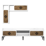 Comodă TV Samba, Diverse culori, 180x35x52 cm - Alb - Nuc | SKU: 845HCT3076 | Comodă TV Samba, 180x35x52 cm, varianta Alb - Nuc, produs pentru amenajarea locuinței, disponibil online în România la CasaMob