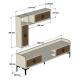 Comodă TV Samba, Diverse culori, 180x35x52 cm - Alb - Nuc | SKU: 845HCT3076 | Comodă TV Samba, 180x35x52 cm, varianta Alb - Nuc, produs pentru amenajarea locuinței, disponibil online în România la CasaMob