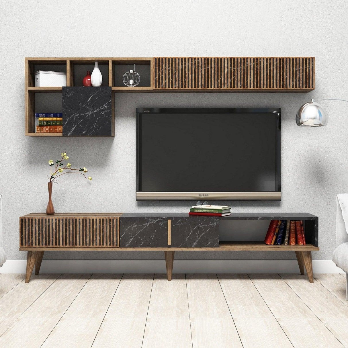 COMODA TV Milan TV Unit, Nuc, 35x40x180 cm - Nuc Negru, SKU 845HCT3079