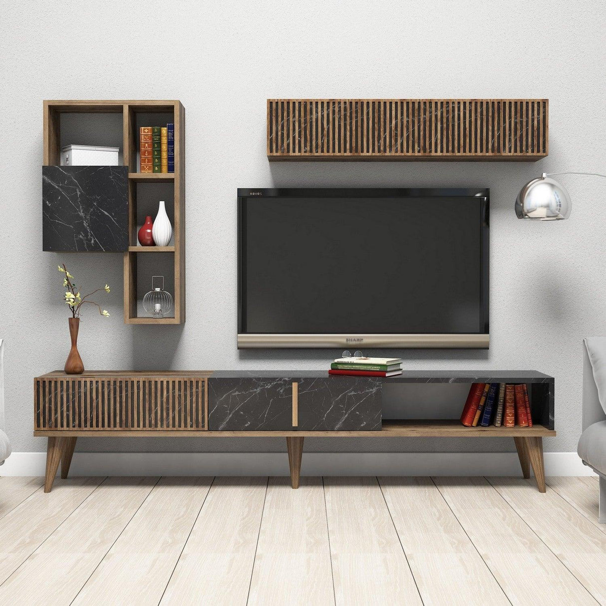 COMODA TV Milan TV Unit, Nuc, 35x40x180 cm - Nuc Negru, SKU 845HCT3079