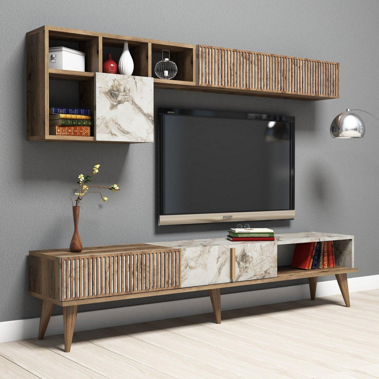 COMODA TV Milan TV Unit, Nuc, 35x40x180 cm - Nuc Alb, SKU 845HCT3079