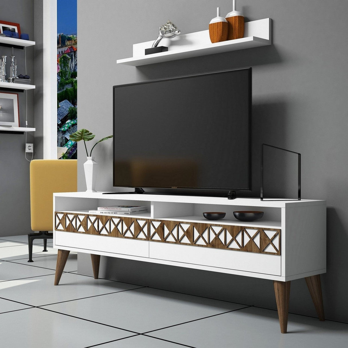 Comodă TV Line, Diverse culori, 150x30x50 cm - Alb | SKU: 845HCT3082 | Comodă TV Line, 150x30x50 cm, varianta Alb, produs pentru amenajarea locuinței, disponibil online în România la CasaMob
