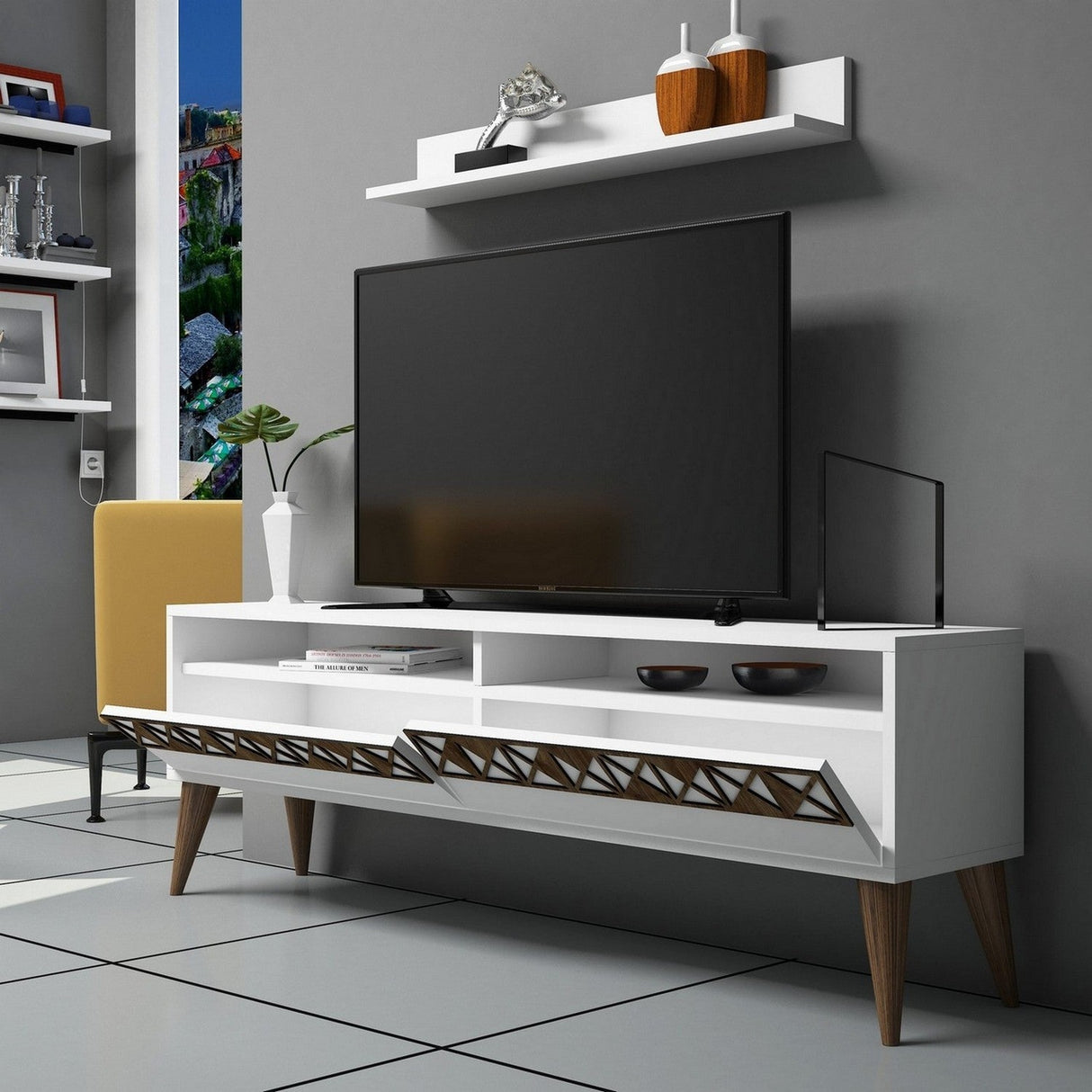 Comodă TV Line, Diverse culori, 150x30x50 cm - Alb | SKU: 845HCT3082 | Comodă TV Line, 150x30x50 cm, varianta Alb, produs pentru amenajarea locuinței, disponibil online în România la CasaMob