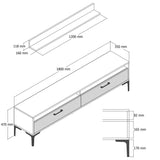 Comodă TV Istanbul, Diverse culori, 180x35x47 cm - Nuc - Alb | SKU: 845HCT3096 | Comodă TV Istanbul, 180x35x47 cm, varianta Nuc - Alb, produs pentru amenajarea locuinței, disponibil online în România la CasaMob