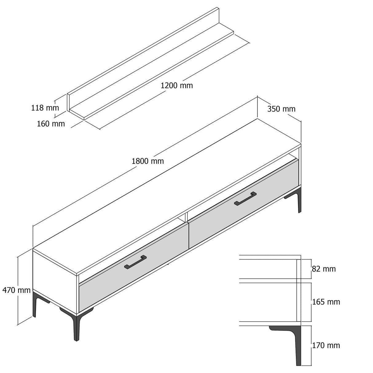 Comodă TV Istanbul, Diverse culori, 180x35x47 cm - Nuc - Crem | SKU: 845HCT3099 | Comodă TV Istanbul, 180x35x47 cm, varianta Nuc - Crem, produs pentru amenajarea locuinței, disponibil online în România la CasaMob