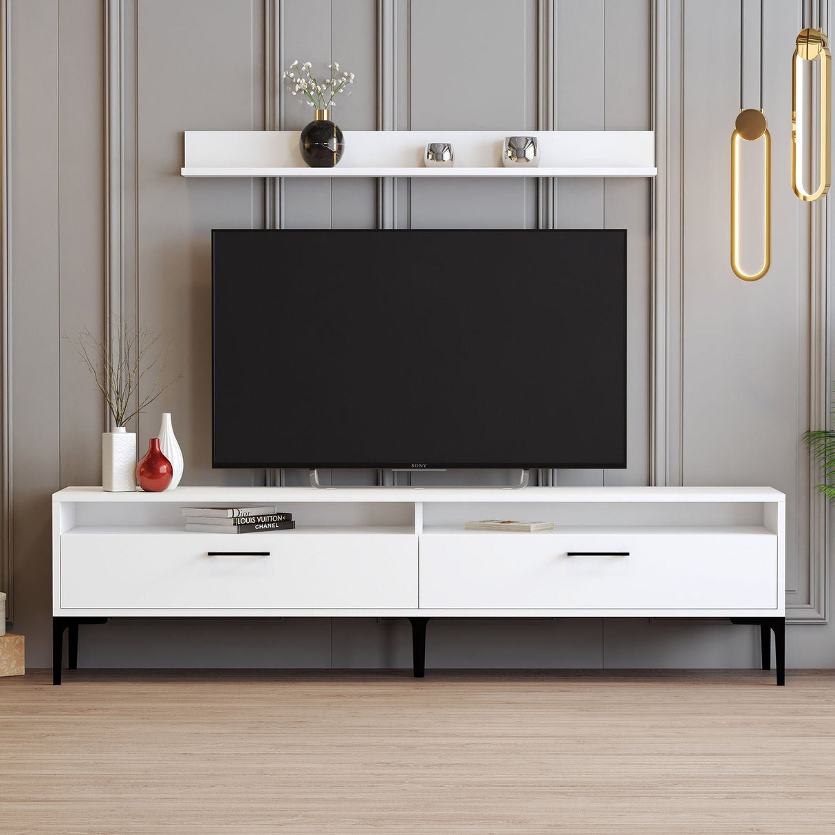 Comodă TV Istanbul, Diverse culori, 180x35x47 cm - Alb | SKU: 845HCT3102 | Comodă TV Istanbul, 180x35x47 cm, varianta Alb, produs pentru amenajarea locuinței, disponibil online în România la CasaMob
