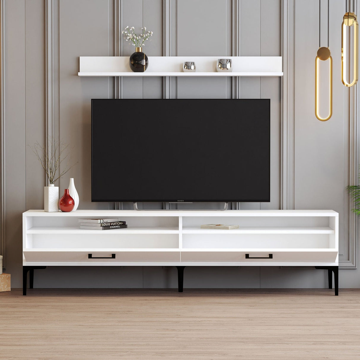 Comodă TV Istanbul, Diverse culori, 180x35x47 cm - Alb | SKU: 845HCT3102 | Comodă TV Istanbul, 180x35x47 cm, varianta Alb, produs pentru amenajarea locuinței, disponibil online în România la CasaMob