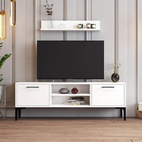 Comodă TV Riga, Alb, 140x30x48 cm