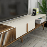 Comodă TV Milan Alt, Nuc - Crem, 180x35x40 cm