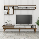 Comodă TV Milan TV, Nuc - Alb, 180x35x40 cm