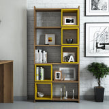 Bibliotecă Box, Diverse culori, 80x22x170 cm - Nuc - Galben | SKU: 845HCT3604 | Bibliotecă Box, 80x22x170 cm, varianta Nuc - Galben, produs pentru amenajarea locuinței, disponibil online în România la CasaMob