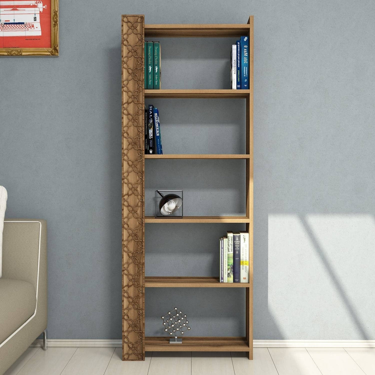 Bibliotecă City, Diverse culori, 65x24x170 cm - Nuc | SKU: 845HCT3607 | Bibliotecă City, 65x24x170 cm, varianta Nuc, produs pentru amenajarea locuinței, disponibil online în România la CasaMob