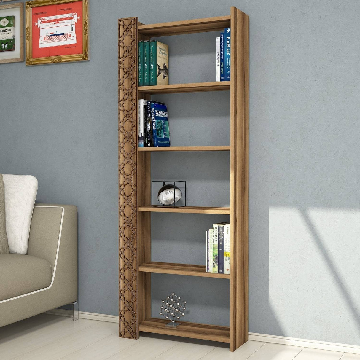 Bibliotecă City, Diverse culori, 65x24x170 cm - Nuc | SKU: 845HCT3607 | Bibliotecă City, 65x24x170 cm, varianta Nuc, produs pentru amenajarea locuinței, disponibil online în România la CasaMob