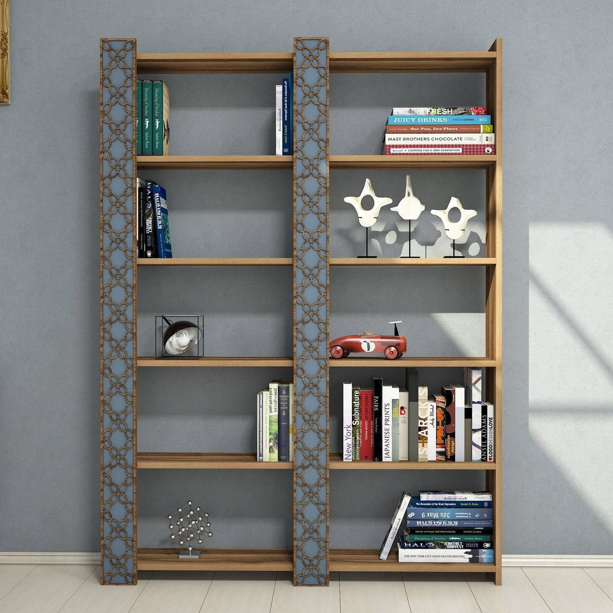 Bibliotecă City 2, Diverse culori, 125x24x170 cm - Nuc - Chalcedony | SKU: 845HCT3614 | Bibliotecă City 2, 125x24x170 cm, varianta Nuc - Chalcedony, produs pentru amenajarea locuinței, disponibil online în România la CasaMob