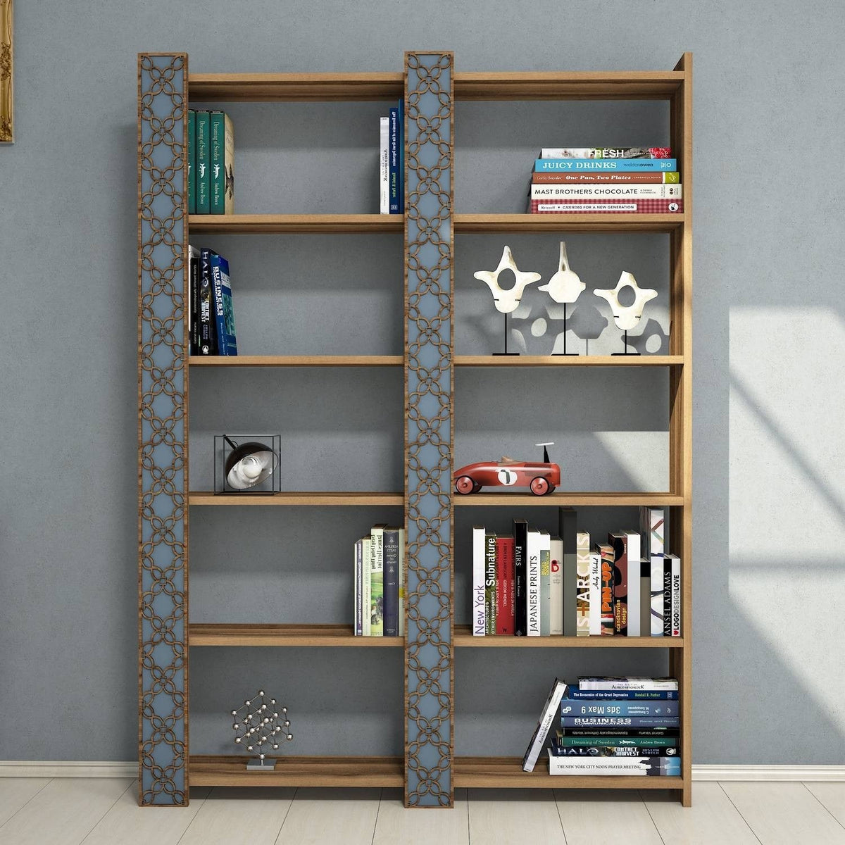 Nuc - Chalcedony | SKU: 845HCT3614 | Bibliotecă City 2, 125x24x170 cm, varianta Nuc - Chalcedony, produs pentru amenajarea locuinței, disponibil online în România la CasaMob