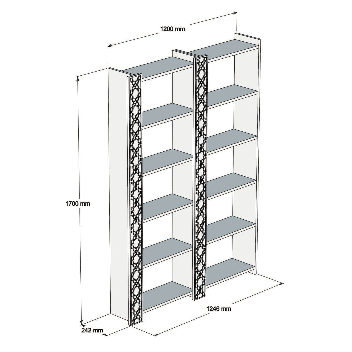 Nuc - Chalcedony | SKU: 845HCT3614 | Bibliotecă City 2, 125x24x170 cm, varianta Nuc - Chalcedony, produs pentru amenajarea locuinței, disponibil online în România la CasaMob