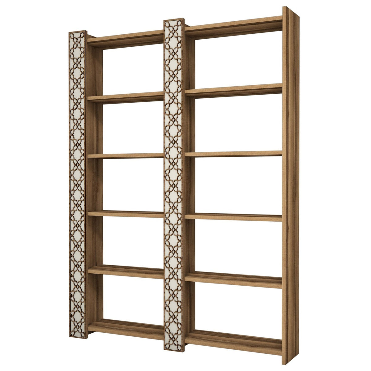 Nuc - Crem | SKU: 845HCT3615 | Bibliotecă City 2, 125x24x170 cm, varianta Nuc - Crem, produs pentru amenajarea locuinței, disponibil online în România la CasaMob