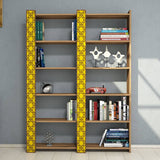 Bibliotecă City 2, Diverse culori, 125x24x170 cm - Nuc - Galben | SKU: 845HCT3616 | Bibliotecă City 2, 125x24x170 cm, varianta Nuc - Galben, produs pentru amenajarea locuinței, disponibil online în România la CasaMob