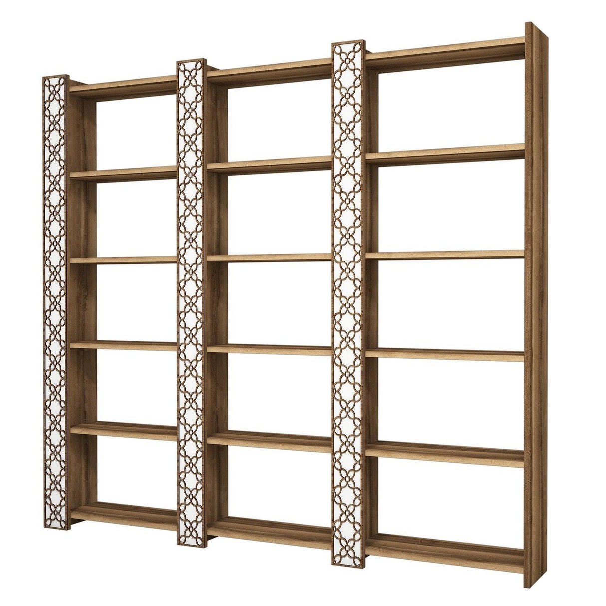 Bibliotecă City 3, Diverse culori, 185x24x170 cm - Nuc - Alb | SKU: 845HCT3618 | Bibliotecă City 3, 185x24x170 cm, varianta Nuc - Alb, produs pentru amenajarea locuinței, disponibil online în România la CasaMob