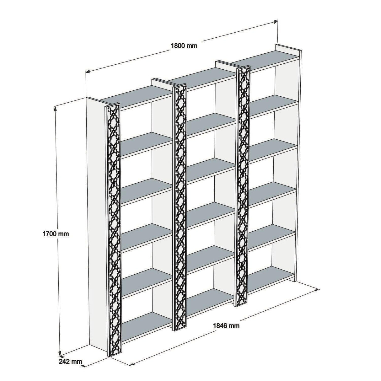 Bibliotecă City 3, Diverse culori, 185x24x170 cm - Nuc - Alb | SKU: 845HCT3618 | Bibliotecă City 3, 185x24x170 cm, varianta Nuc - Alb, produs pentru amenajarea locuinței, disponibil online în România la CasaMob