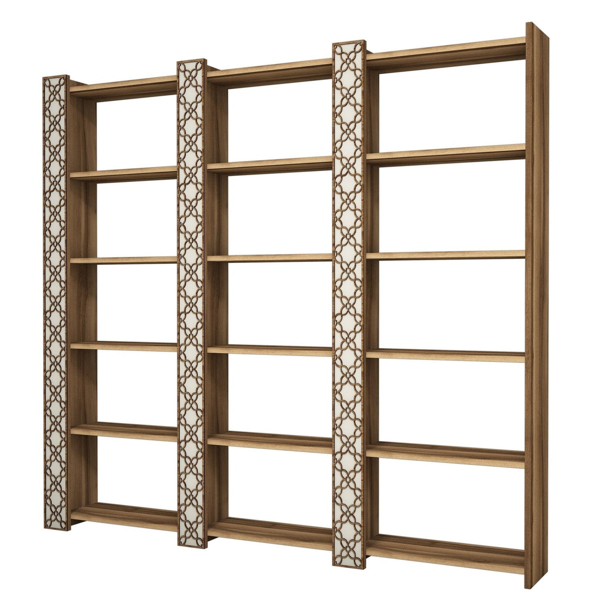 Bibliotecă City 3, Diverse culori, 185x24x170 cm - Nuc - Crem | SKU: 845HCT3621 | Bibliotecă City 3, 185x24x170 cm, varianta Nuc - Crem, produs pentru amenajarea locuinței, disponibil online în România la CasaMob
