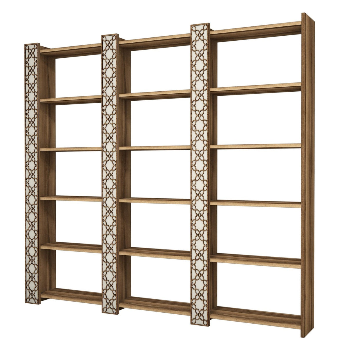 Nuc - Crem | SKU: 845HCT3621 | Bibliotecă City 3, 185x24x170 cm, varianta Nuc - Crem, produs pentru amenajarea locuinței, disponibil online în România la CasaMob