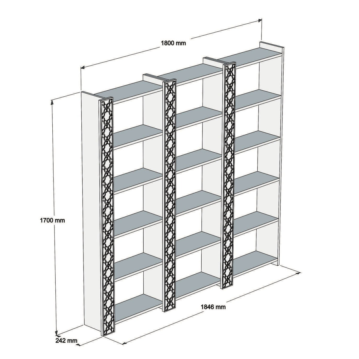 Nuc - Crem | SKU: 845HCT3621 | Bibliotecă City 3, 185x24x170 cm, varianta Nuc - Crem, produs pentru amenajarea locuinței, disponibil online în România la CasaMob