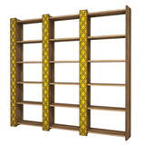 Bibliotecă City 3, Diverse culori, 185x24x170 cm - Nuc - Galben | SKU: 845HCT3622 | Bibliotecă City 3, 185x24x170 cm, varianta Nuc - Galben, produs pentru amenajarea locuinței, disponibil online în România la CasaMob
