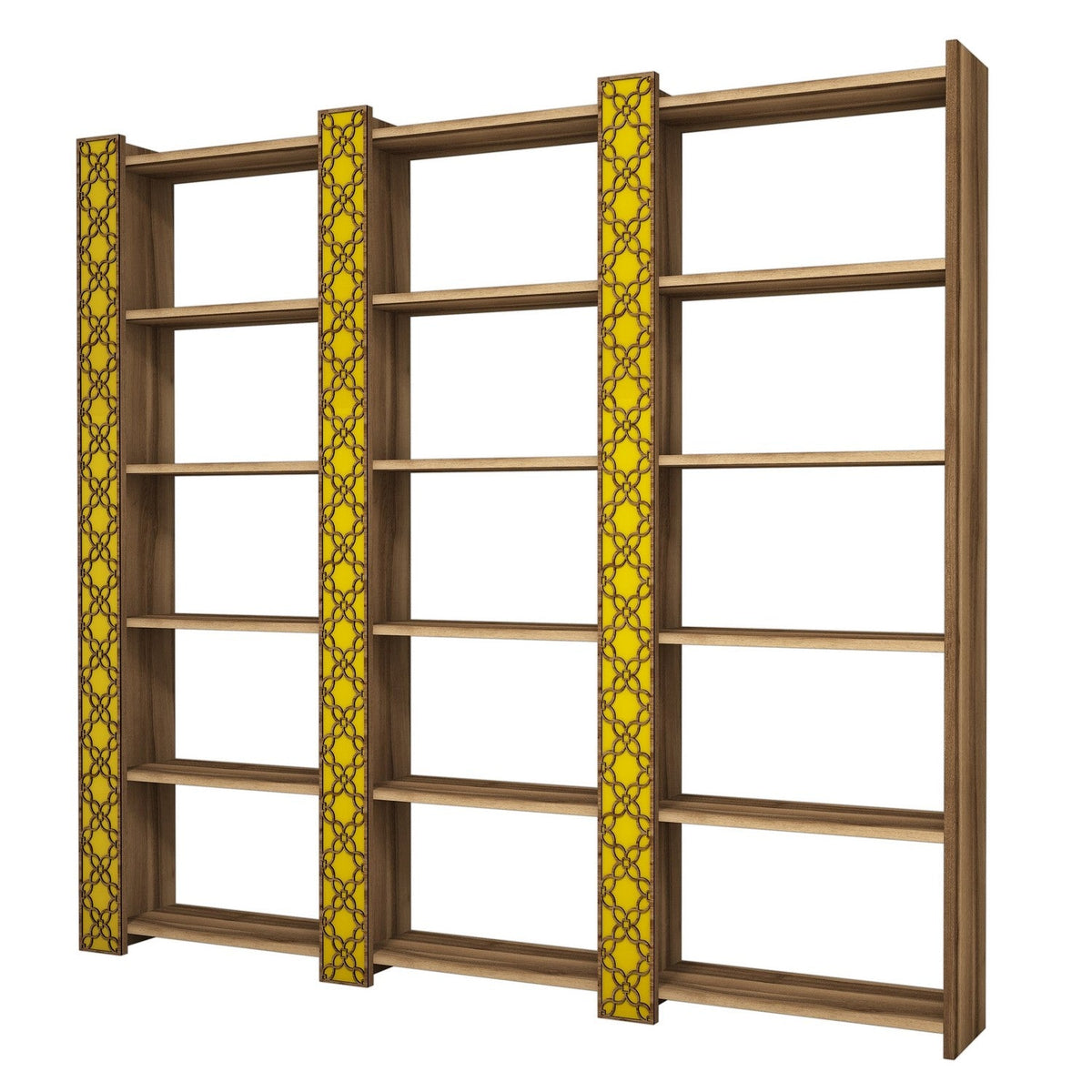 Nuc - Galben | SKU: 845HCT3622 | Bibliotecă City 3, 185x24x170 cm, varianta Nuc - Galben, produs pentru amenajarea locuinței, disponibil online în România la CasaMob