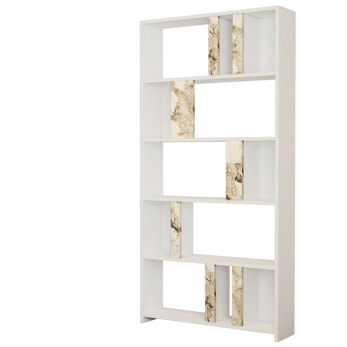Bibliotecă Lima Marble, Alb, 90x20x180 cm