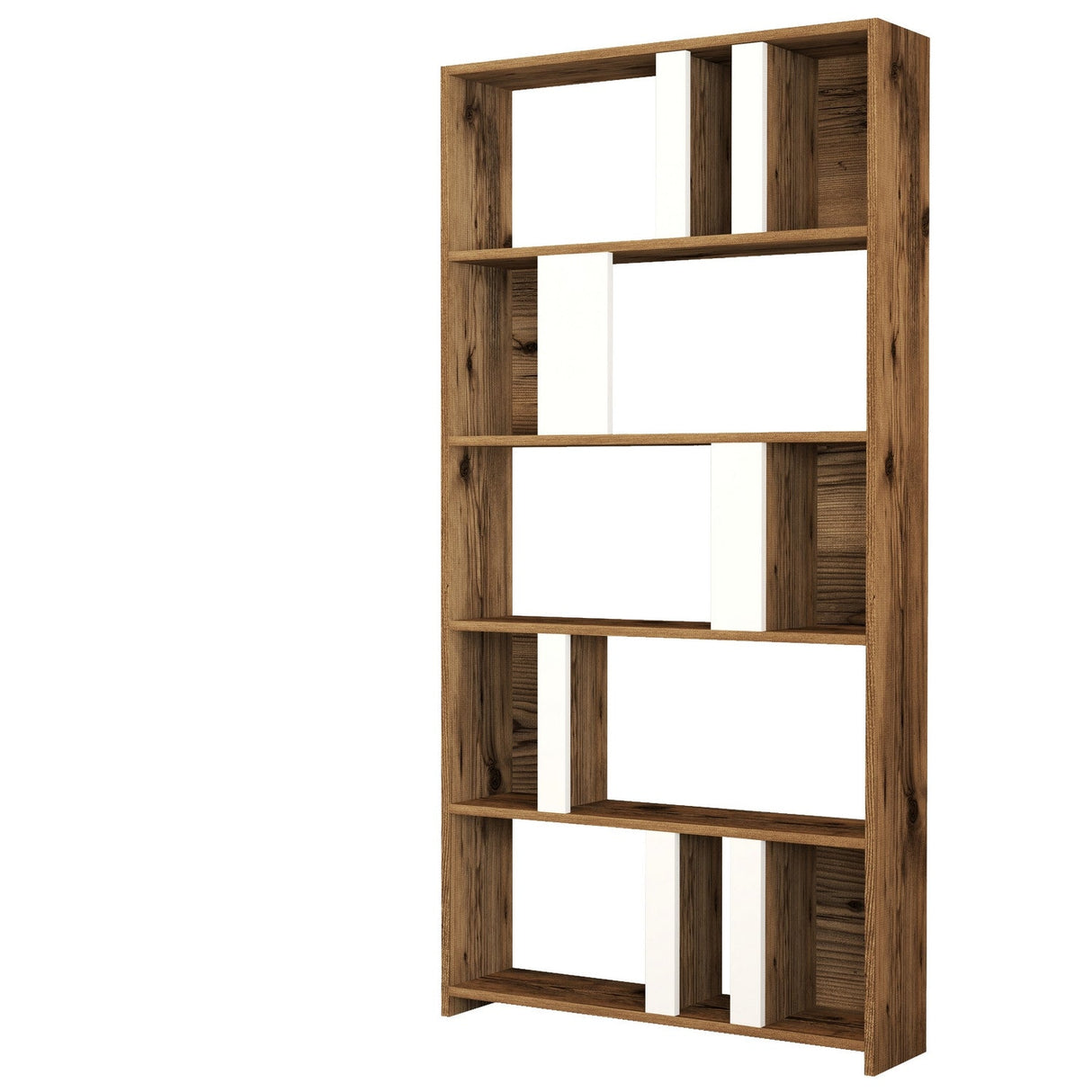 Bibliotecă Lima, Diverse culori, 90x20x180 cm - Nuc - Alb | SKU: 845HCT3642 | Bibliotecă Lima, 90x20x180 cm, varianta Nuc - Alb, produs pentru amenajarea locuinței, disponibil online în România la CasaMob