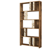 Bibliotecă Lima - Walnut, White Marble, Nuc - Alb, 90x20x180 cm