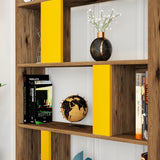 Bibliotecă Lima, Diverse culori, 90x20x180 cm - Nuc - Galben | SKU: 845HCT3645 | Bibliotecă Lima, 90x20x180 cm, varianta Nuc - Galben, produs pentru amenajarea locuinței, disponibil online în România la CasaMob