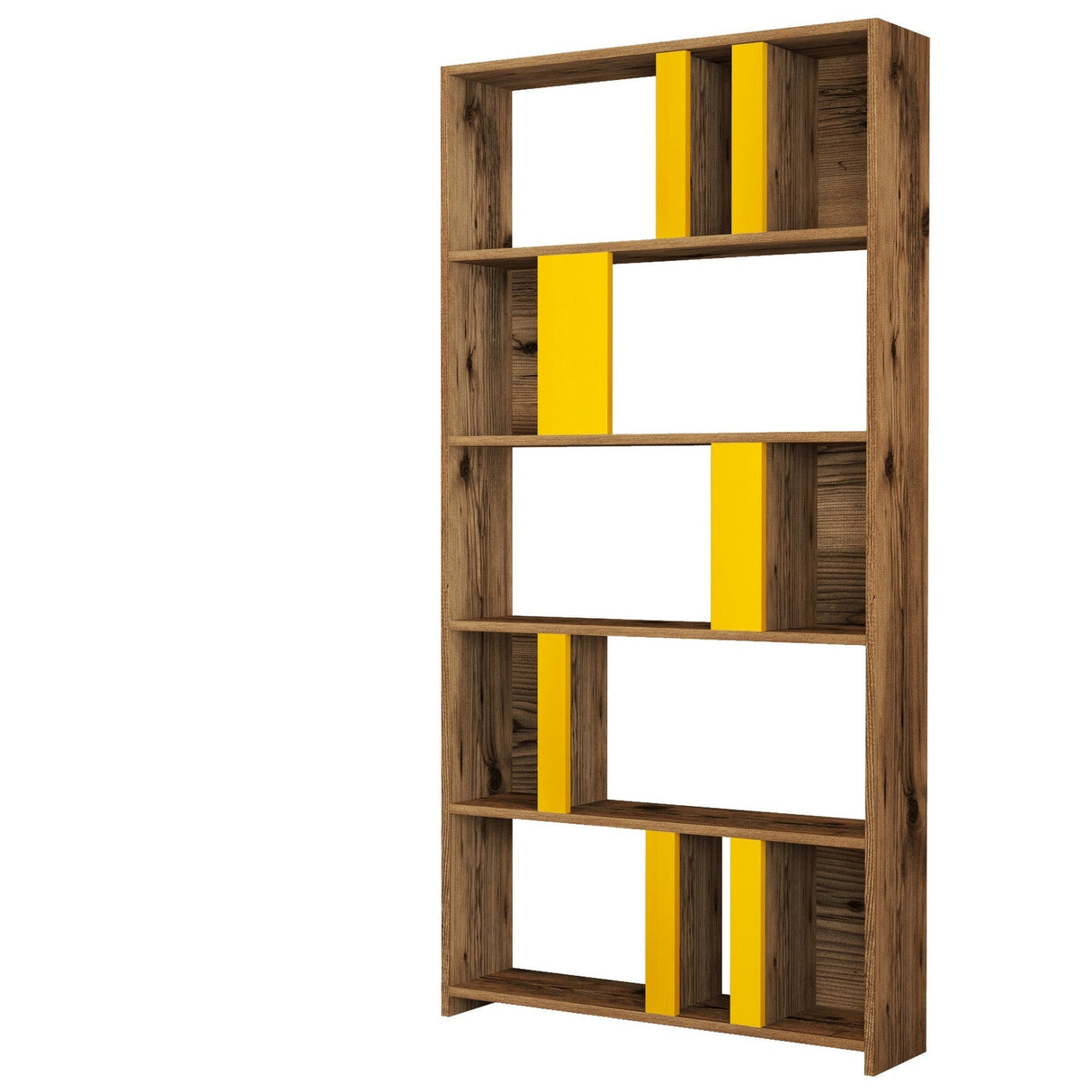 Bibliotecă Lima, Diverse culori, 90x20x180 cm - Nuc - Galben | SKU: 845HCT3645 | Bibliotecă Lima, 90x20x180 cm, varianta Nuc - Galben, produs pentru amenajarea locuinței, disponibil online în România la CasaMob