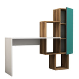 Birou Açelya, Diverse culori, 145x45x75 cm - Nuc - Alb - Turcoaz | SKU: 845HCT3803 | Birou Açelya, 145x45x75 cm, varianta Nuc - Alb - Turcoaz, produs pentru amenajarea locuinței, disponibil online în România la CasaMob