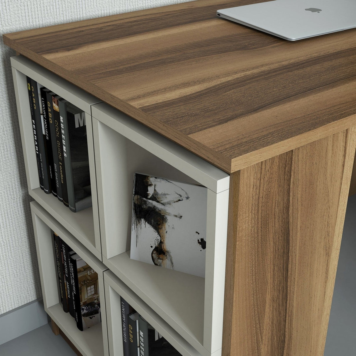 Birou Box, Diverse culori, 120x65x75 cm - Nuc - Crem | SKU: 845HCT3806 | Birou Box, 120x65x75 cm, varianta Nuc - Crem, produs pentru amenajarea locuinței, disponibil online în România la CasaMob