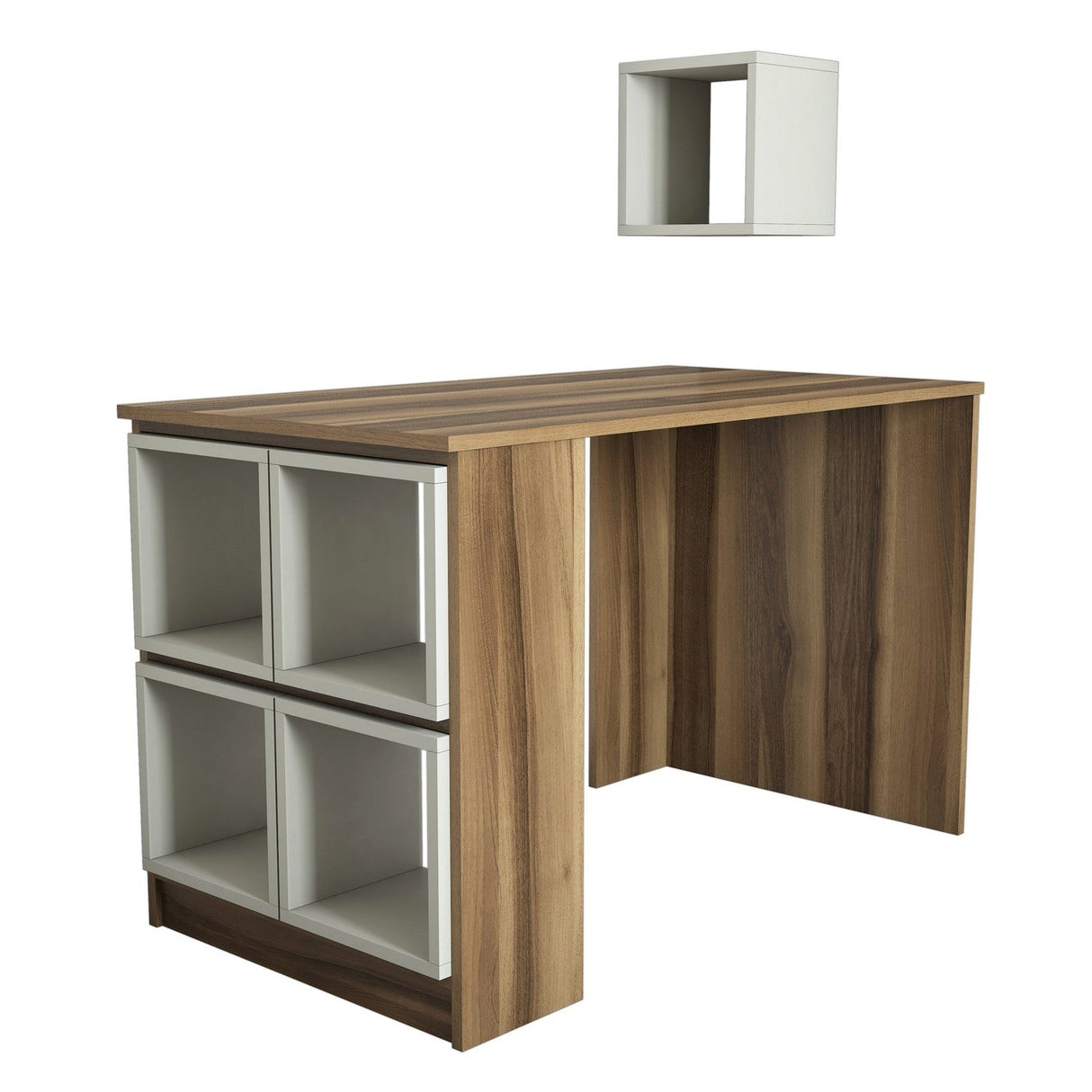 Birou Box, Diverse culori, 120x65x75 cm - Nuc - Crem | SKU: 845HCT3806 | Birou Box, 120x65x75 cm, varianta Nuc - Crem, produs pentru amenajarea locuinței, disponibil online în România la CasaMob