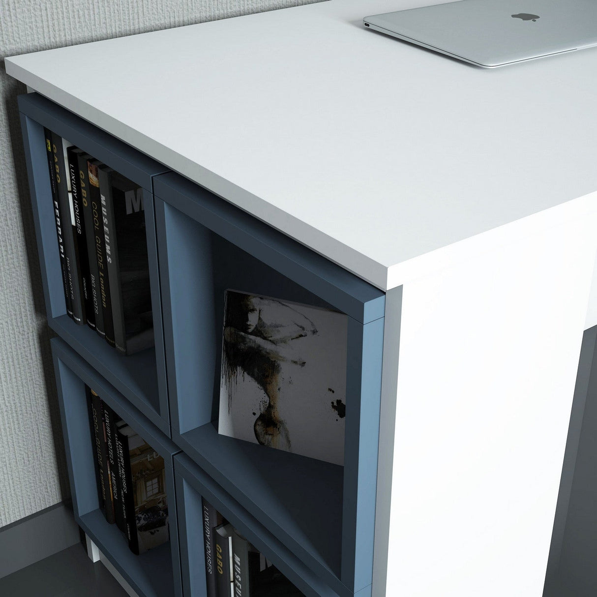 Birou Box, Diverse culori, 120x65x75 cm - Alb - Albastru | SKU: 845HCT3816 | Birou Box, 120x65x75 cm, varianta Alb - Albastru, produs pentru amenajarea locuinței, disponibil online în România la CasaMob