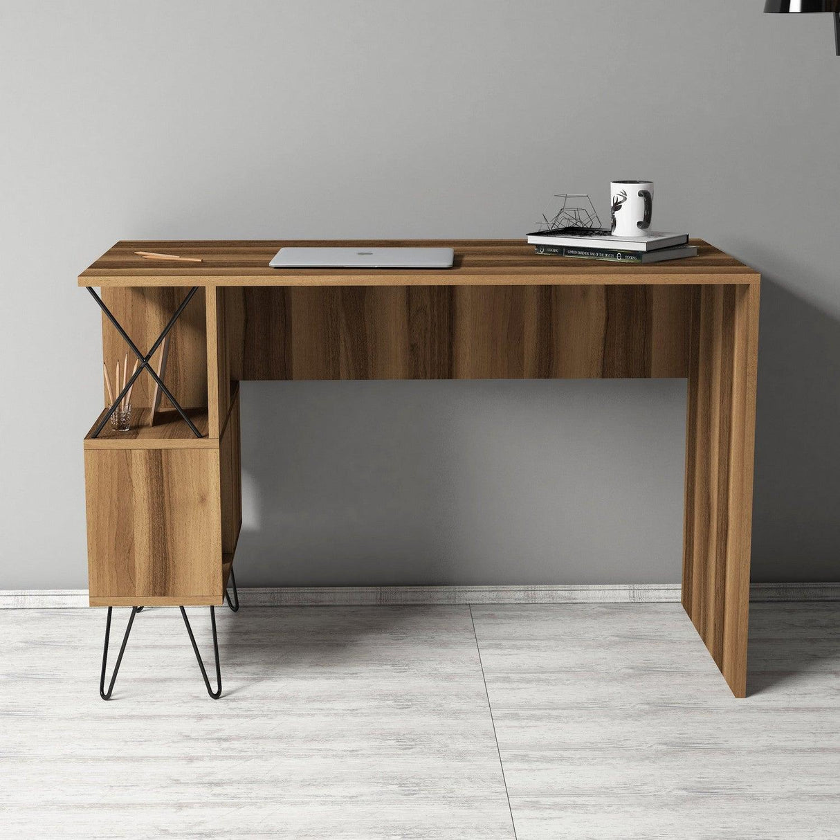 Birou Extra cu rafturi,  120 x 79 x 60 cm - Nuc, SKU 845HCT3818