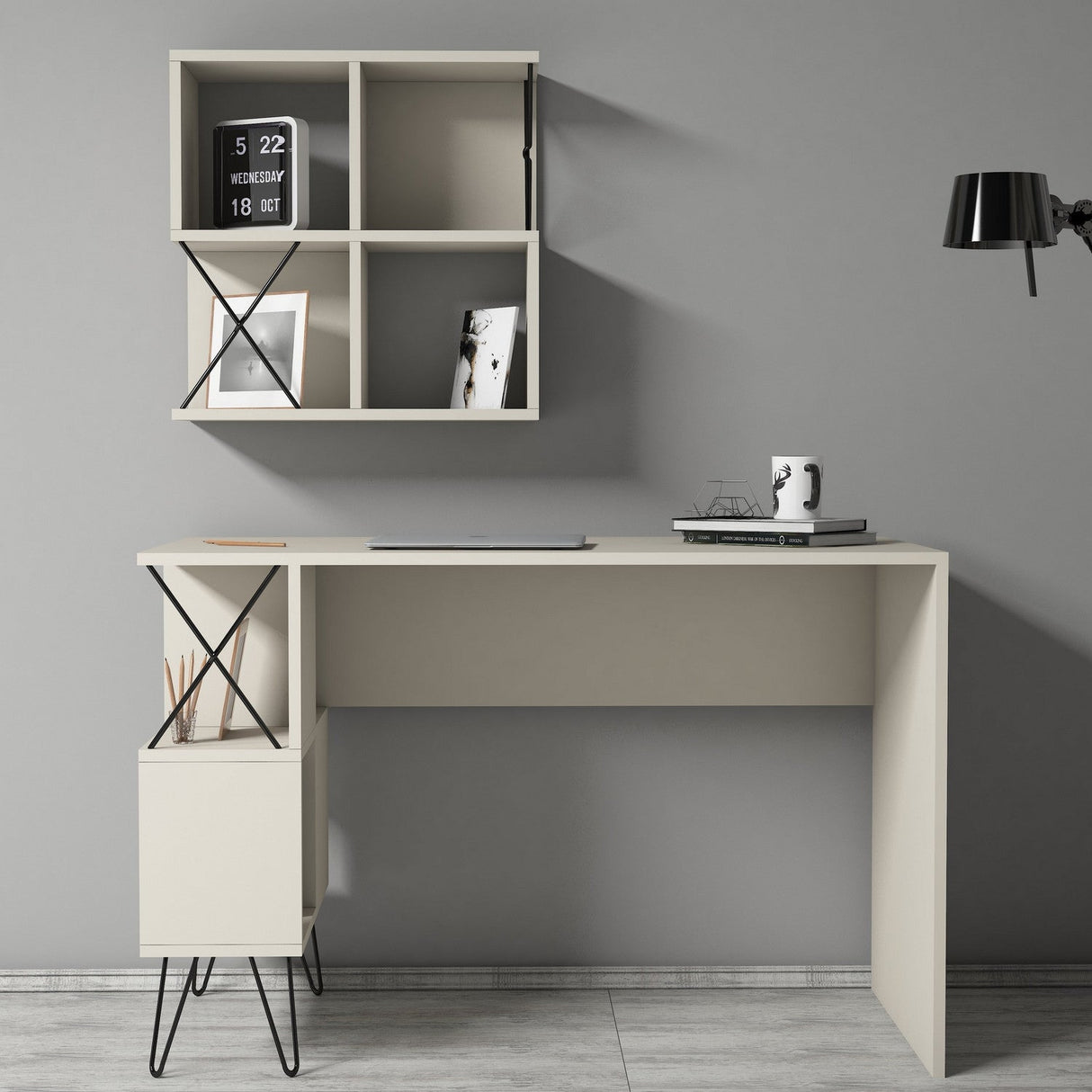 Birou Extra 2, Diverse culori, 120x60x79 cm - Crem - Negru | SKU: 845HCT3824 | Birou Extra 2, 120x60x79 cm, varianta Crem - Negru, produs pentru amenajarea locuinței, disponibil online în România la CasaMob