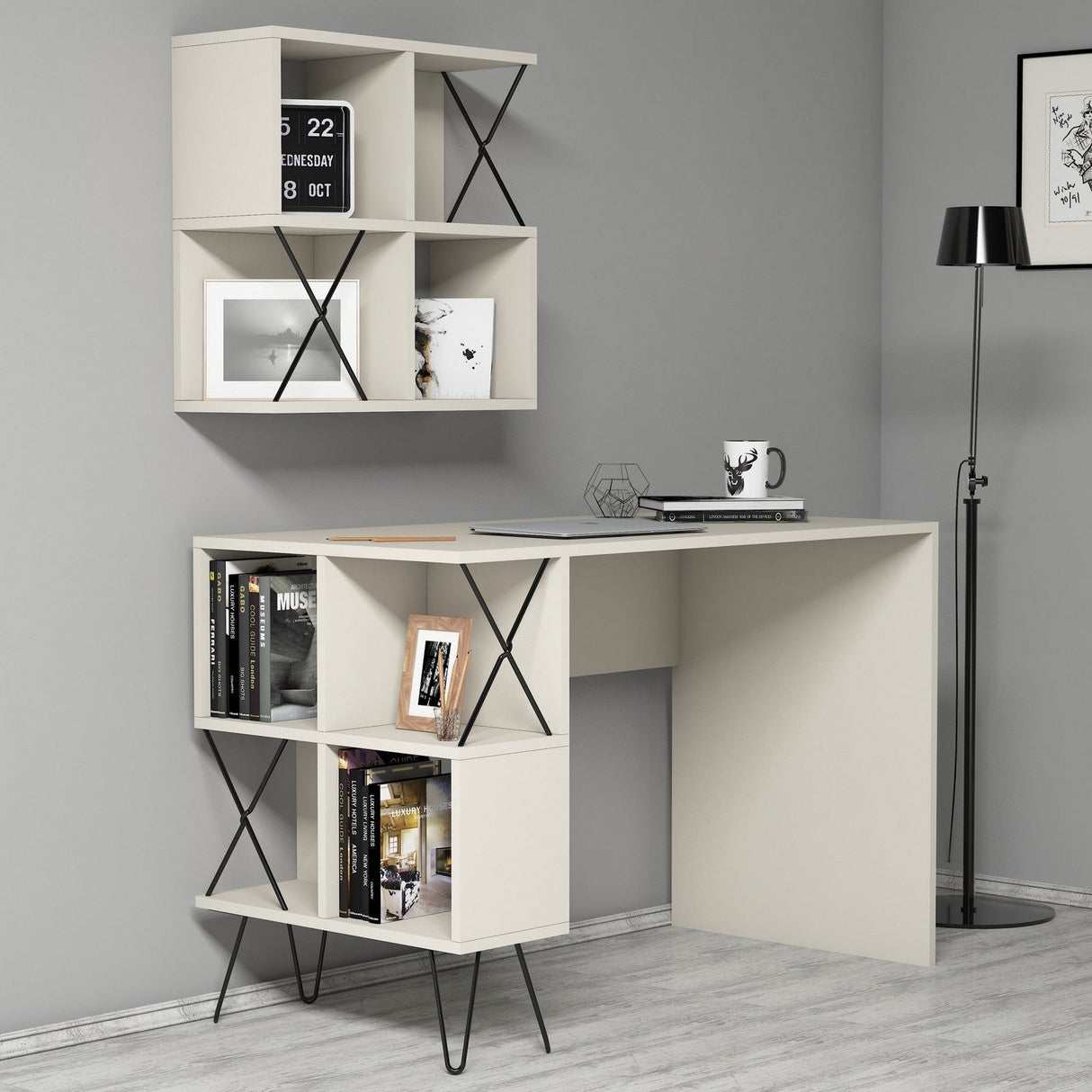 Birou Extra 2, Diverse culori, 120x60x79 cm - Crem - Negru | SKU: 845HCT3824 | Birou Extra 2, 120x60x79 cm, varianta Crem - Negru, produs pentru amenajarea locuinței, disponibil online în România la CasaMob