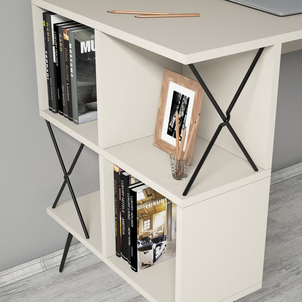 Birou Extra 2, Diverse culori, 120x60x79 cm - Crem - Negru | SKU: 845HCT3824 | Birou Extra 2, 120x60x79 cm, varianta Crem - Negru, produs pentru amenajarea locuinței, disponibil online în România la CasaMob