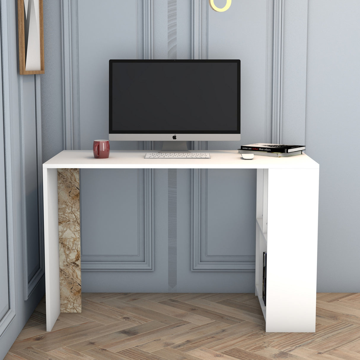 Birou Lima Marble, Alb, 120x60x75 cm